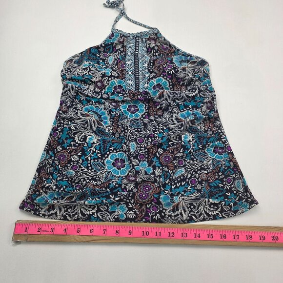 Merona Womens Halter‎ Style Floral Tankini Swim Top w/Tie Back Neck Size L Beach - Picture 12 of 12